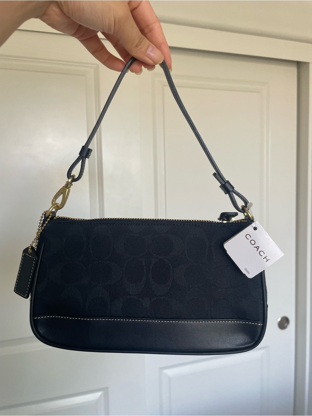 Vintage Y2K Coach Signature Jacquard Black Demi Shoulder Bag